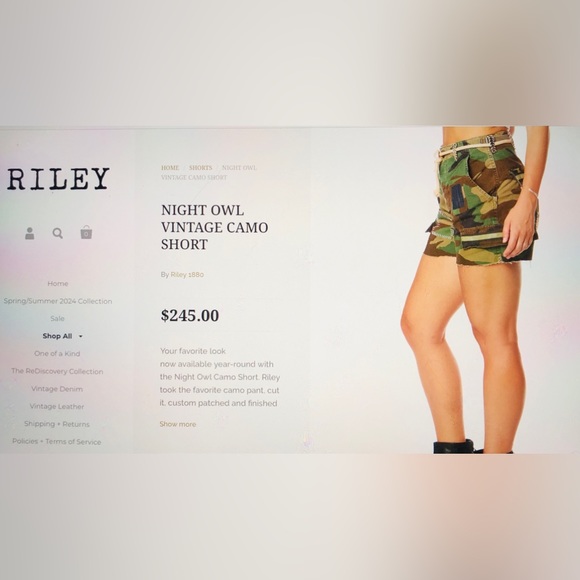 RILEY camo patch vintage repurposed shorts
